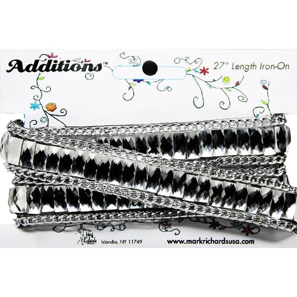 Rhinestone Applique Strip Wide Rectangles w Chain | 27in