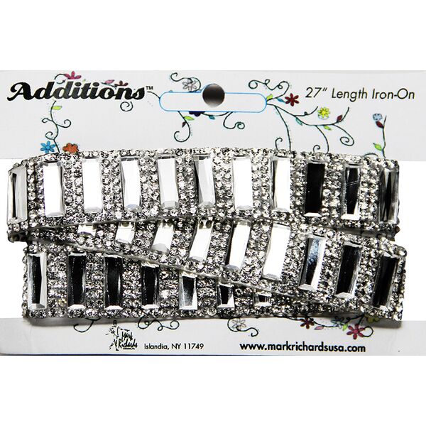 Rhinestone Applique Strip Wide Spaced Rectangles | 27in