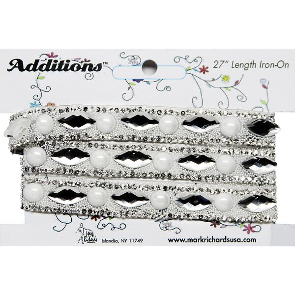 Rhinestone Applique Strip Marquise & Pearls | 27in