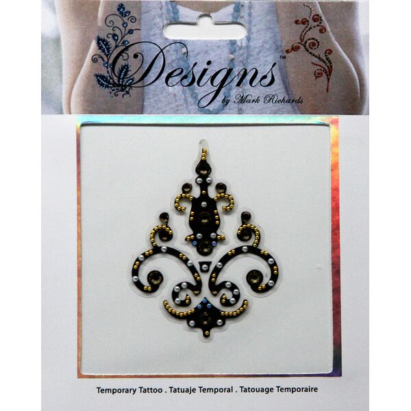 Jeweled Tattoo Fleur de Lis Design | Blue Gold & Silver