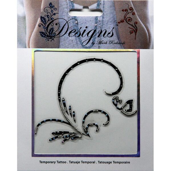 Jeweled Tattoo Flourish & Butterfly | Blue & Silver