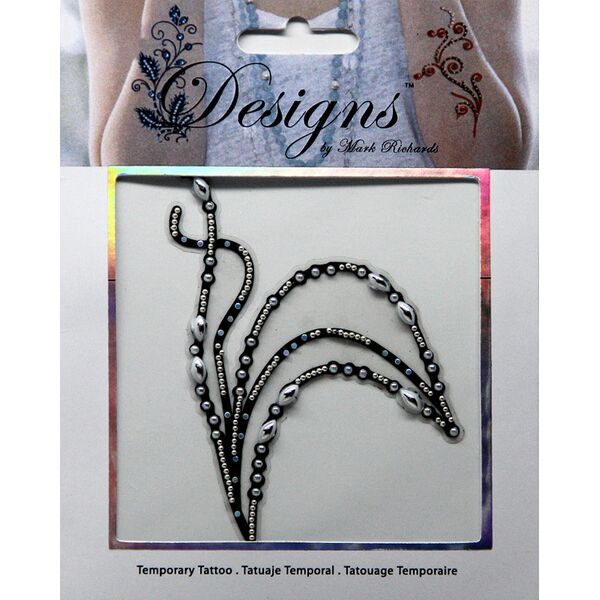 Jeweled Tattoo Curving Floral Stems | Blue & Silver