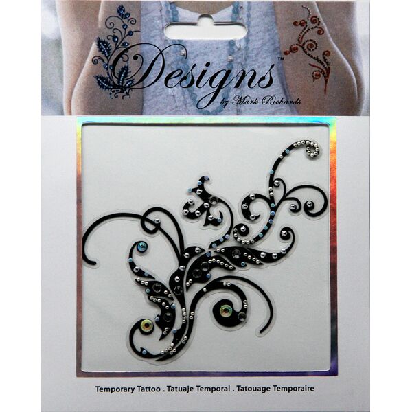 Jeweled Tattoo Flourish | Blue Green & Silver
