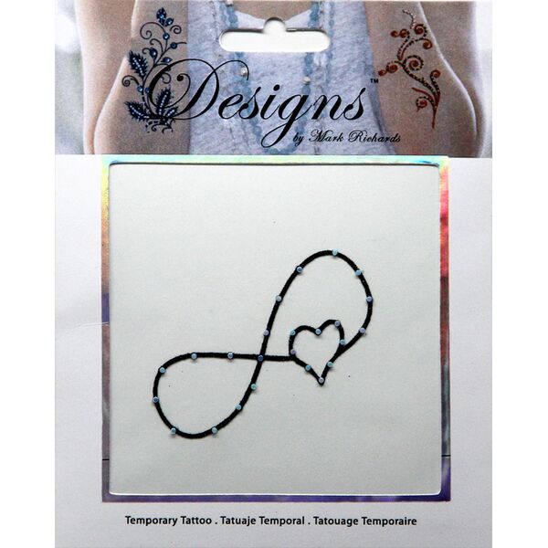 Jeweled Tattoo Infinity Sign w Heart | Blue