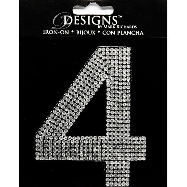 Designs™ Iron-ons :: Monograms :: Rhinestone Applique Monogram Number 4 ...